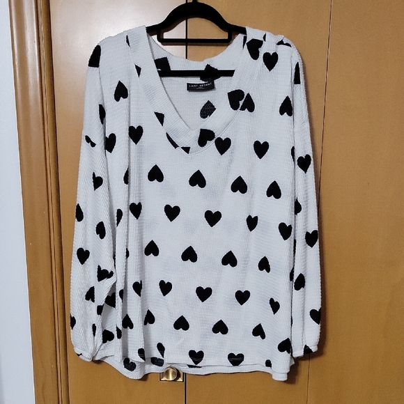 Lane Bryant Tops - White Sweater with Black Heart Pattern